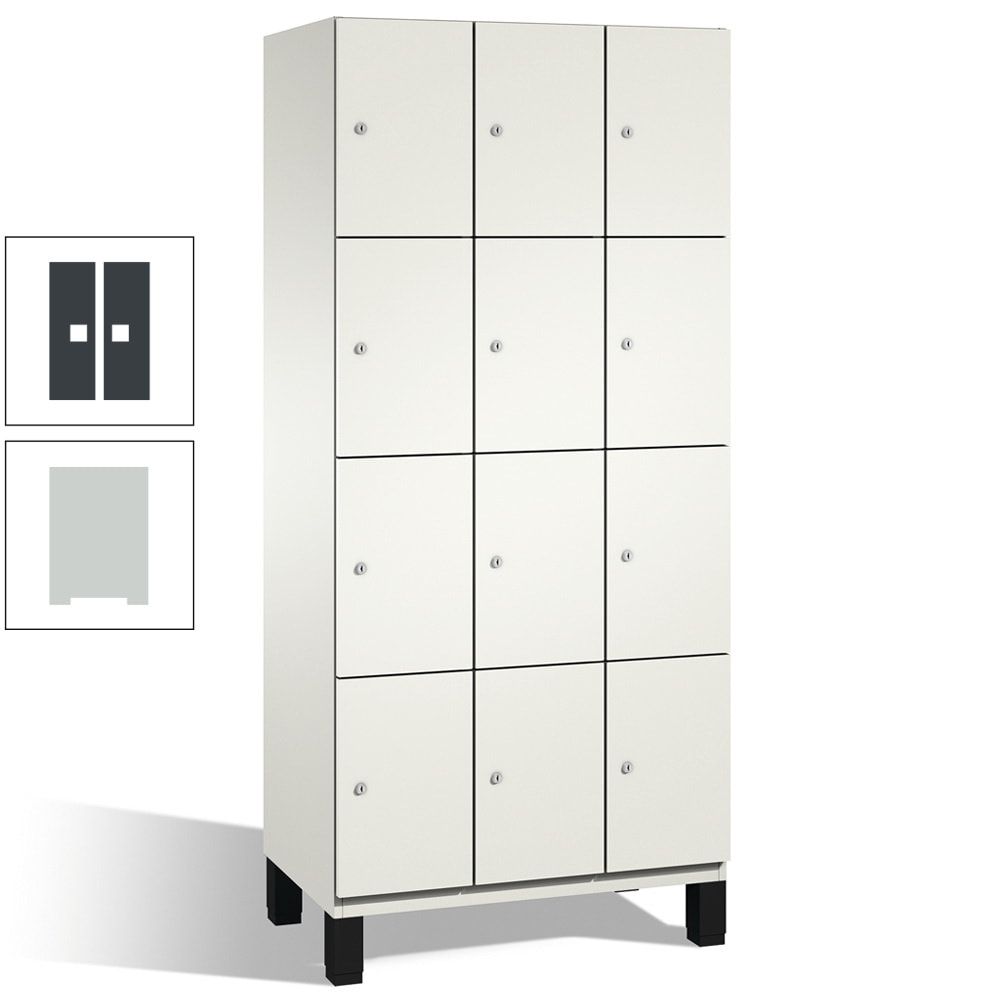 Fächerschrank, Stahlschrank, 12 Fächer, Türöffnungsbegrenzer, mit Füßen, Korpus lichtgrau, Tür anthrazitgrau, 1.980 x 900 x 525 mm (HxBxT)