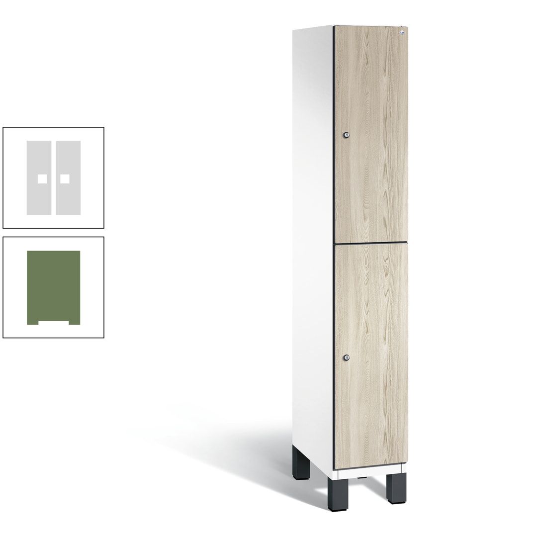 Fächerschrank, Garderobenschrank, mit Füßen, 1 Abteile, 1.980 x 300 x 525 mm (HxBxT), Korpus anthrazitgrau, Tür Donau-Ahorn