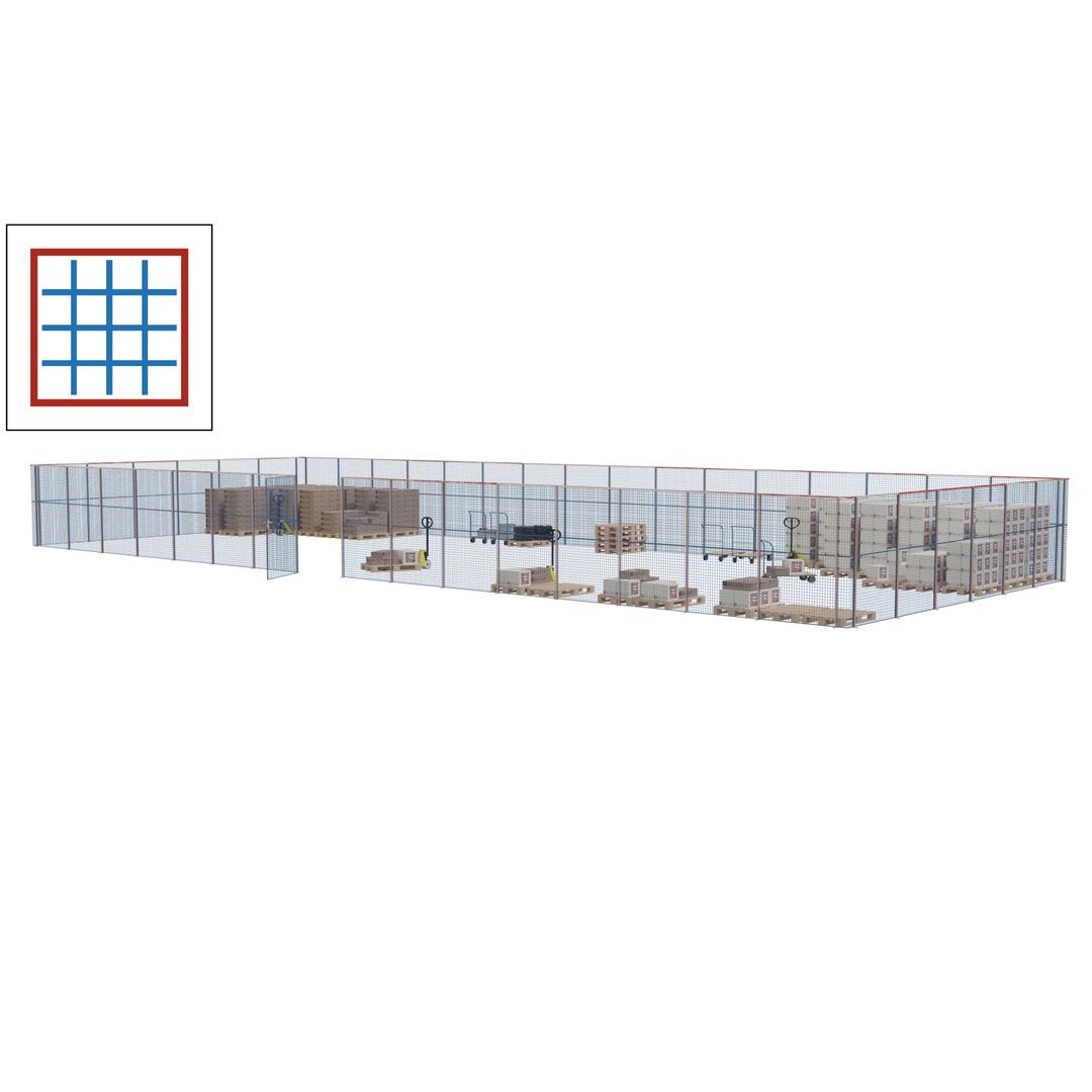 Maschinen Schutzgitter - Hallentrennwand - Sicherheitszaun - Tür - 66 m - 2.200 x 24.400 x 9.400 mm (HxBxT) - enzianblau