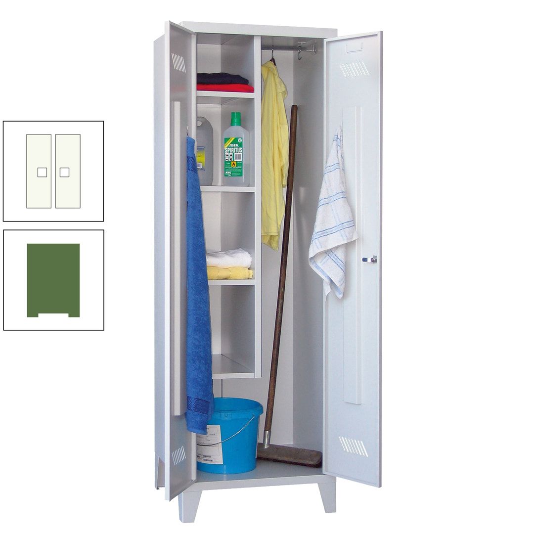 Putzschrank mit Füßen - 1 Abteil mit Trennwand - 1.850x600x500 mm (HxBxT) - Drehriegel - anthrazitgrau