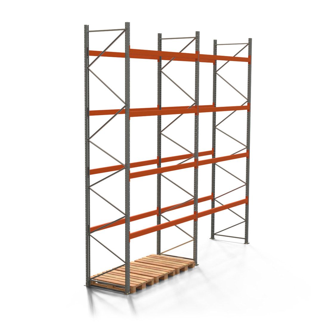 Palettenregal ARTUS - 5 Ebenen - Fachlast 2.100 kg - 5.500 x 11.225 x 1.100 mm (HxBxT) - 4 Felder - Schwerlastregal