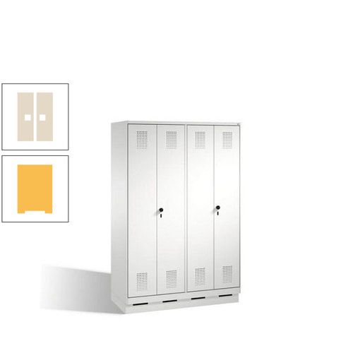 Doppel-Spind, Doppeltüren, Garderobenschrank mit Sockel, 4 Abteile a 300 mm, Korpus anthrazitgrau, Tür anthrazitgrau, 1.800 x 1.200 x 500 mm (HxBxT)