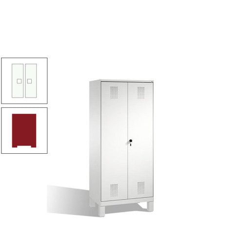 Doppel-Spind, Doppeltüren, Garderobenschrank mit Füßen, 2 Abteile a 400 mm, Korpus anthrazitgrau, Tür anthrazitgrau, 1.850 x 800 x 500 mm (HxBxT)