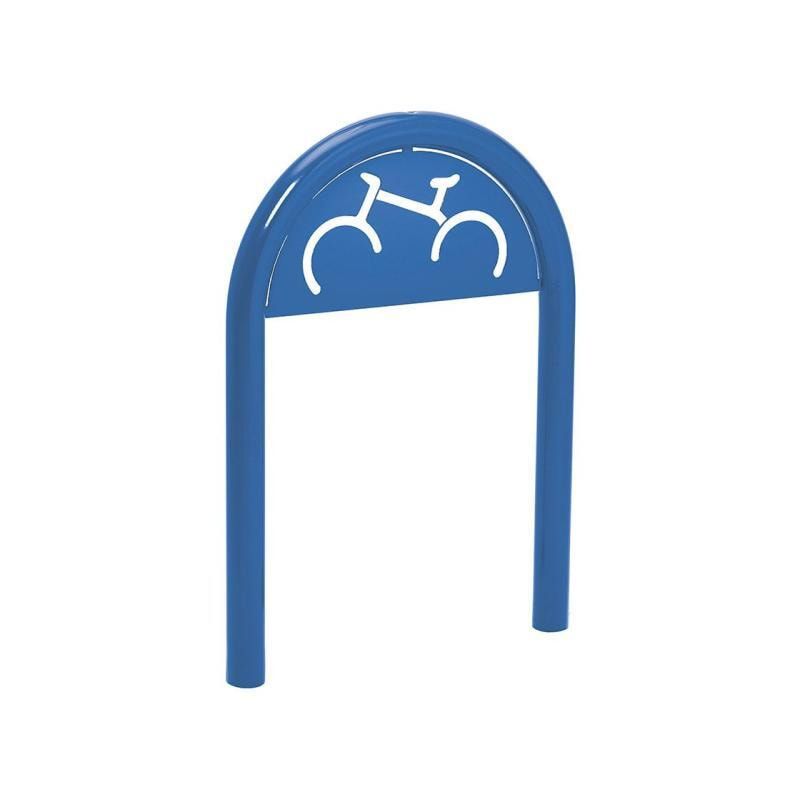 Fahrradbügel - Fahrradständer - mit Beschilderung - Einbetonierung - Stahl - Büroklammerform - 1.000 x 625 mm (HxB) - enzianblau