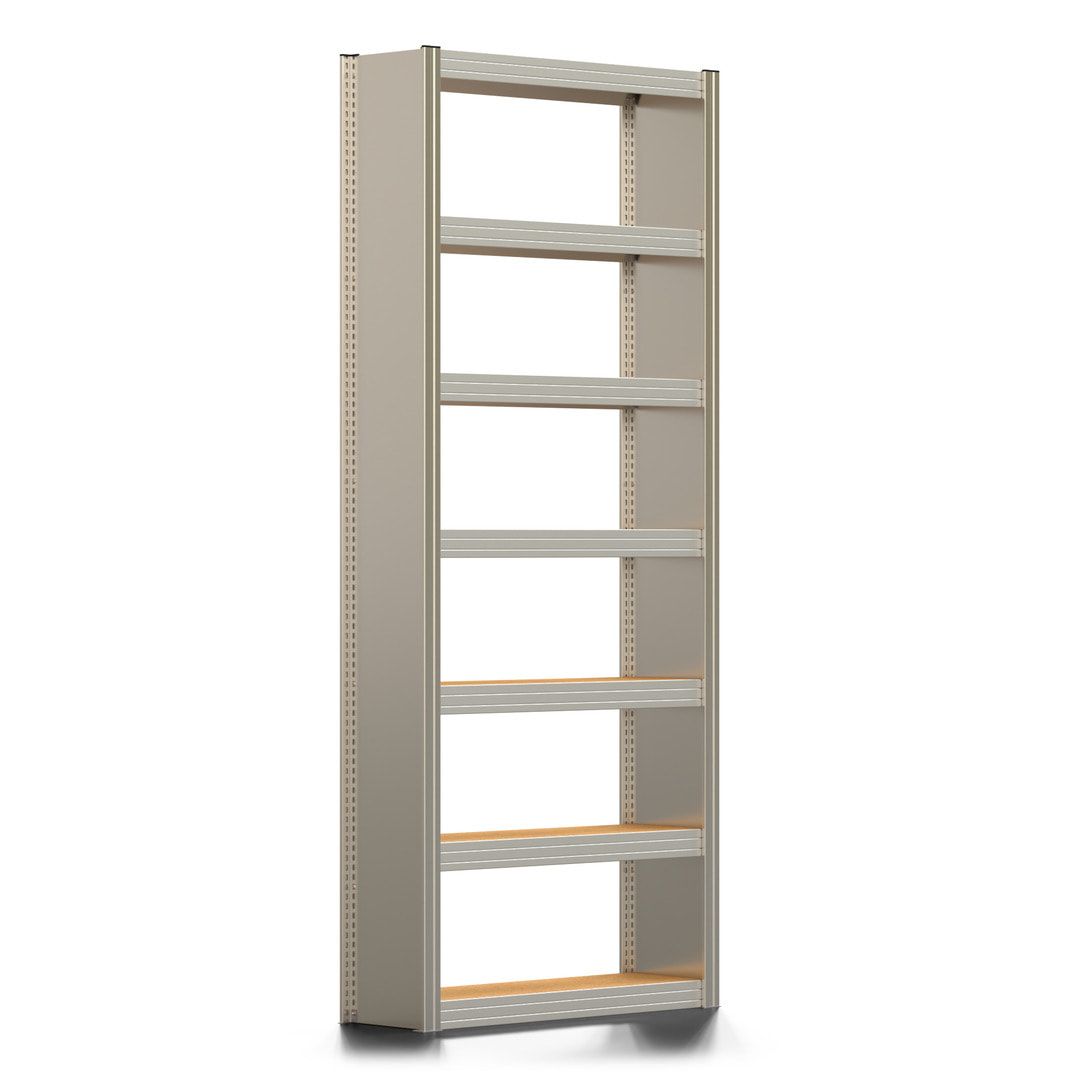 Archivregal mit Holzböden - Seitenwand - 7 Ebenen - 250 kg - 2.500 x 1.005 x 300 mm (HxBxT) - Anbauregal - verzinkt - Steckregal BERT