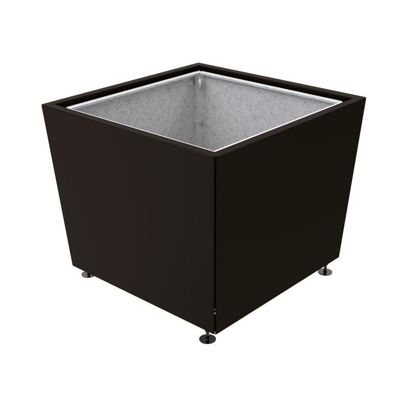 Pflanzkübel, 2 mm Stahlblech fvz, innen Blech feuerverzinkt mit Verladungsgriffen, verstellbare Füße, 760 x 785 x 785 mm (HxBxT), enzianblau