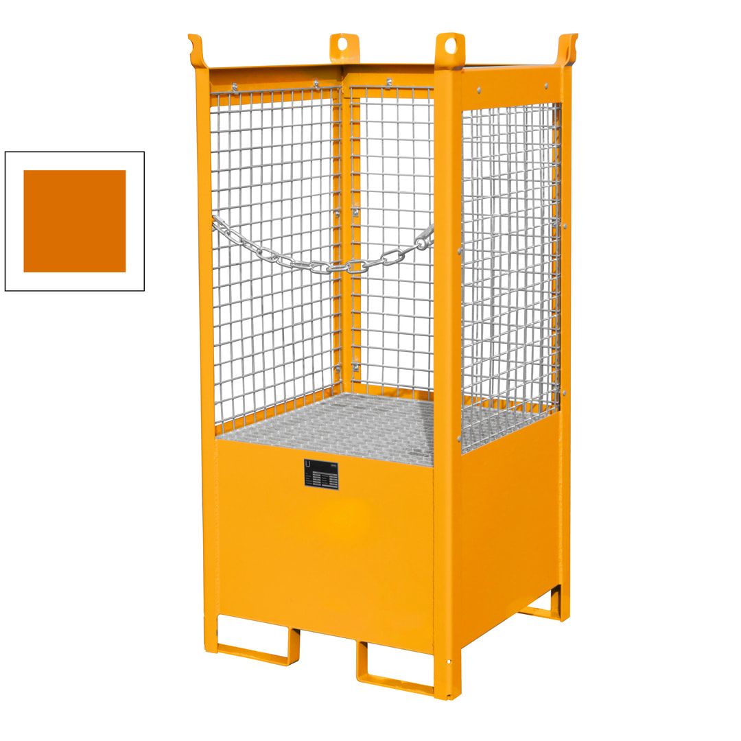 Fass-Stapelpalette - für 1 x 200-l-Fass - Volumen 210 l - 1.590 x 760 x 760 mm (HxBxT) - Drahtgitterwände - feuerrot