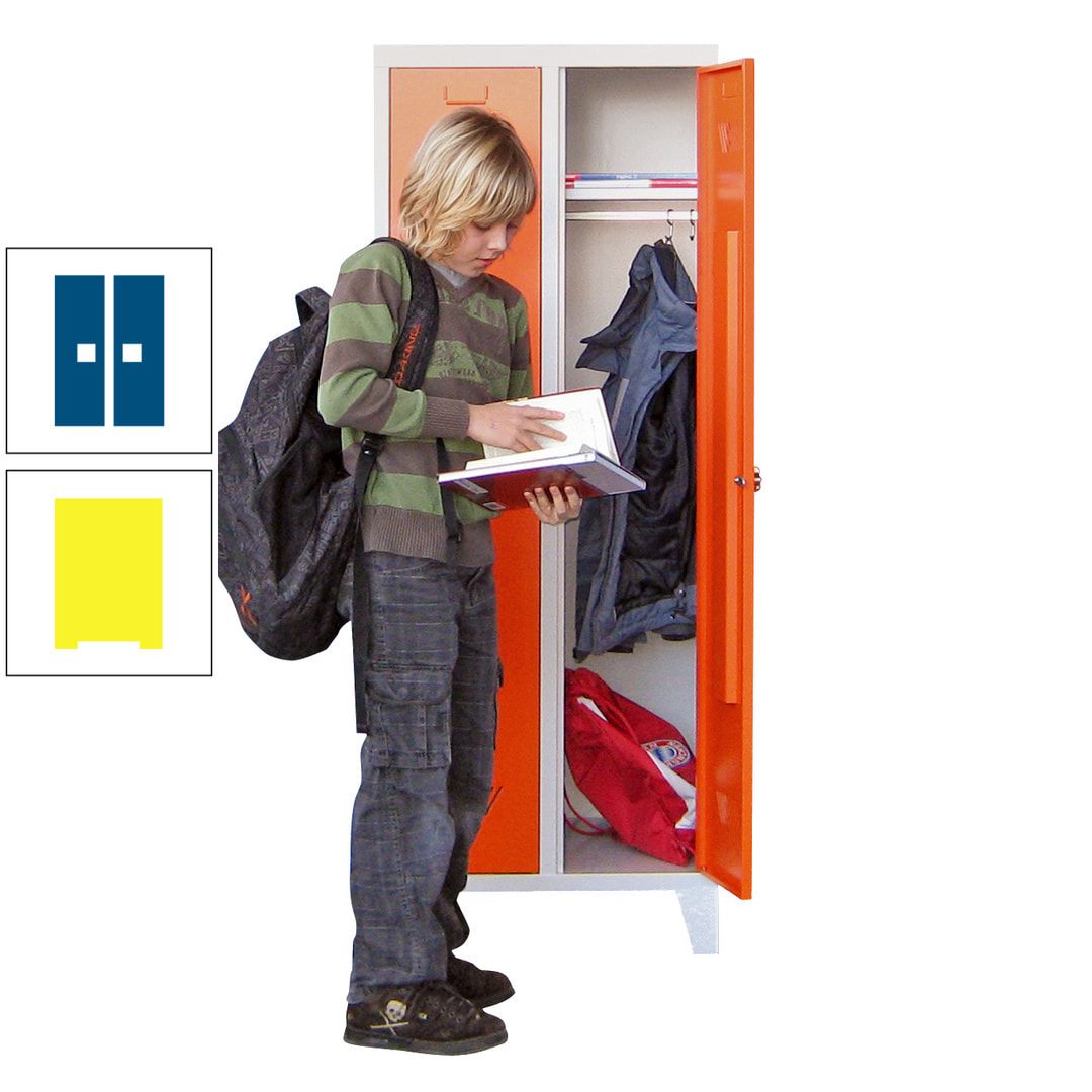 Spindschrank f. Schulen - mit Füßen - Höhe 1.600 mm - 3 Abteile a 300 mm - Drehriegel - anthrazitgrau