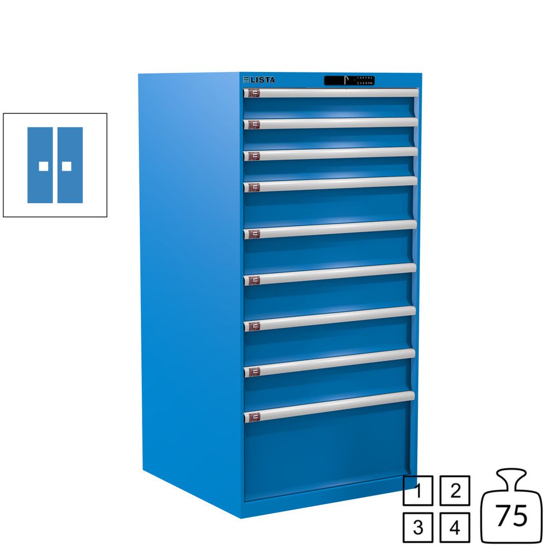 Lista Schubladenschrank - 13.106.010 - 1.450x717x725 mm (HxBxT) - 9 Schubladen - 200 kg - Key Lock - lichtblau (RAL 5012)