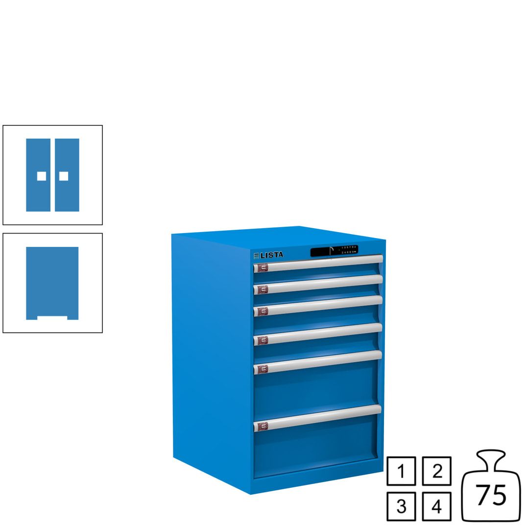 Lista Schubladenschrank - 14.258.010 - 850x564x572 mm (HxBxT) - 6 Schubladen - 75 kg - Key Lock - lichtblau (RAL 5012)