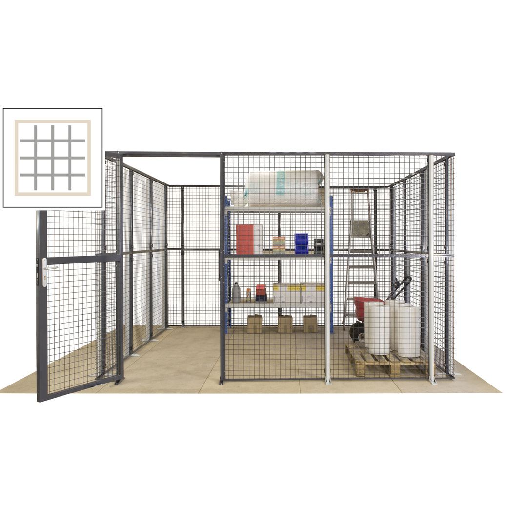 Maschinen Schutzgitter - Hallentrennwand - Sicherheitszaun - Tür - 72 m - 2.200 x 21.400 x 15.400 mm (HxBxT) - enzianblau