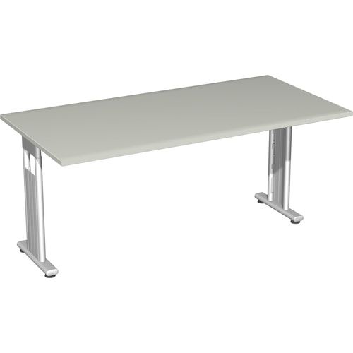 Schreibtisch mit einseitig verkürzt Füßen - C-Fuß Flex - Bürotisch - Konferenztisch - 720 x 1.200 x 800 mm (HxBxT) - Dekor Ahorn - Gestell silber