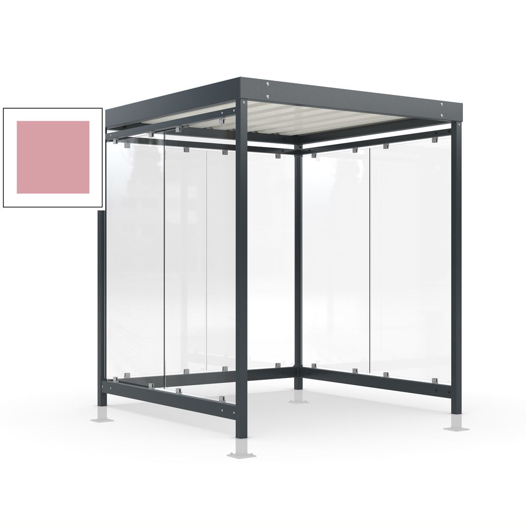 Raucherunterstand, Bushaltestelle, Bausatz, mit Überpflasterung, 6-7 Personen, 6 Wände, 2.440 x 2.165 x 2.165 mm (HxBxT), Achatgrau