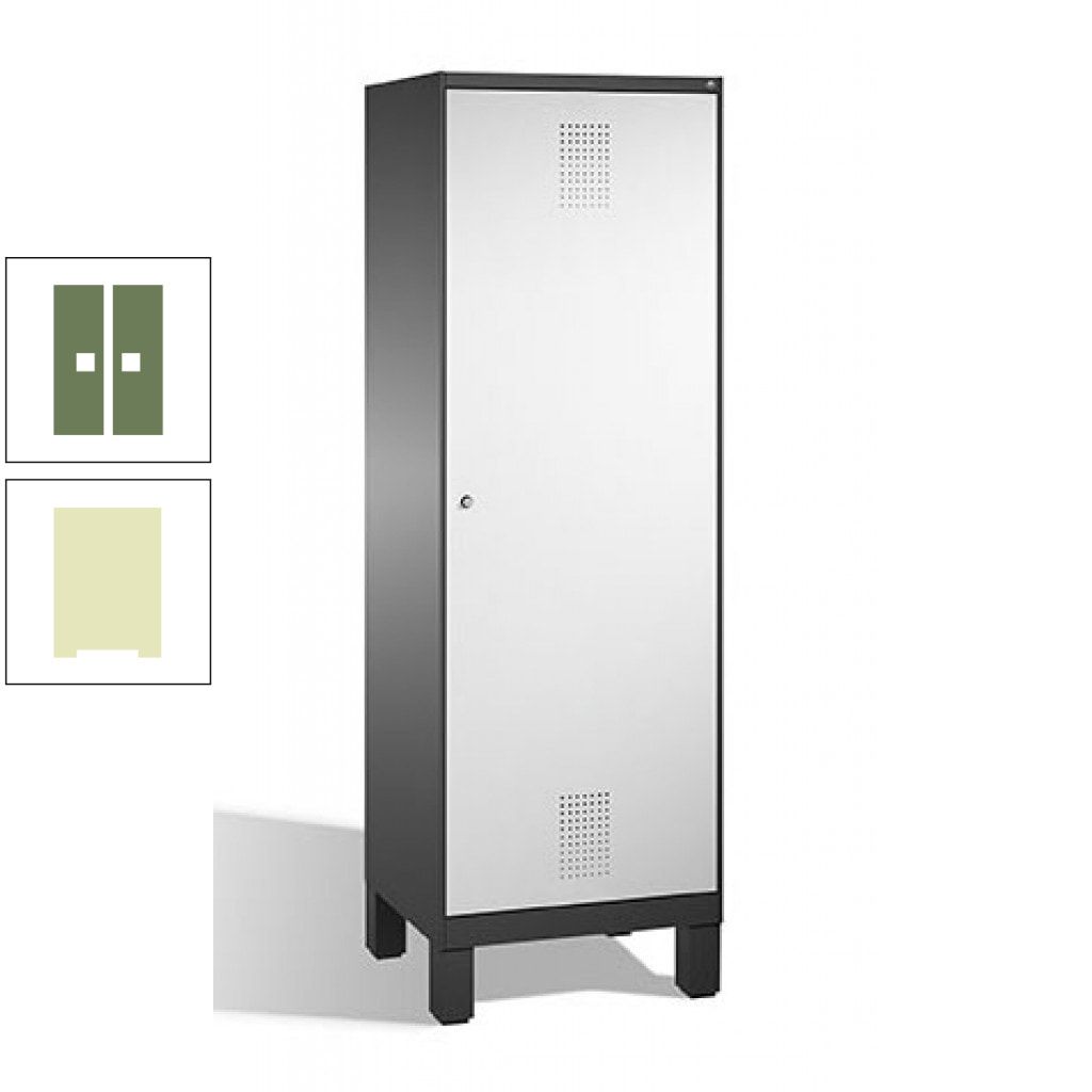 Doppel-Spind, Garderobenschrank, 1 Tür für 2 Abteile a 300 mm, Korpus anthrazitgrau, Türen anthrazitgrau, 1.850 x 600 x 500 mm (HxBxT)