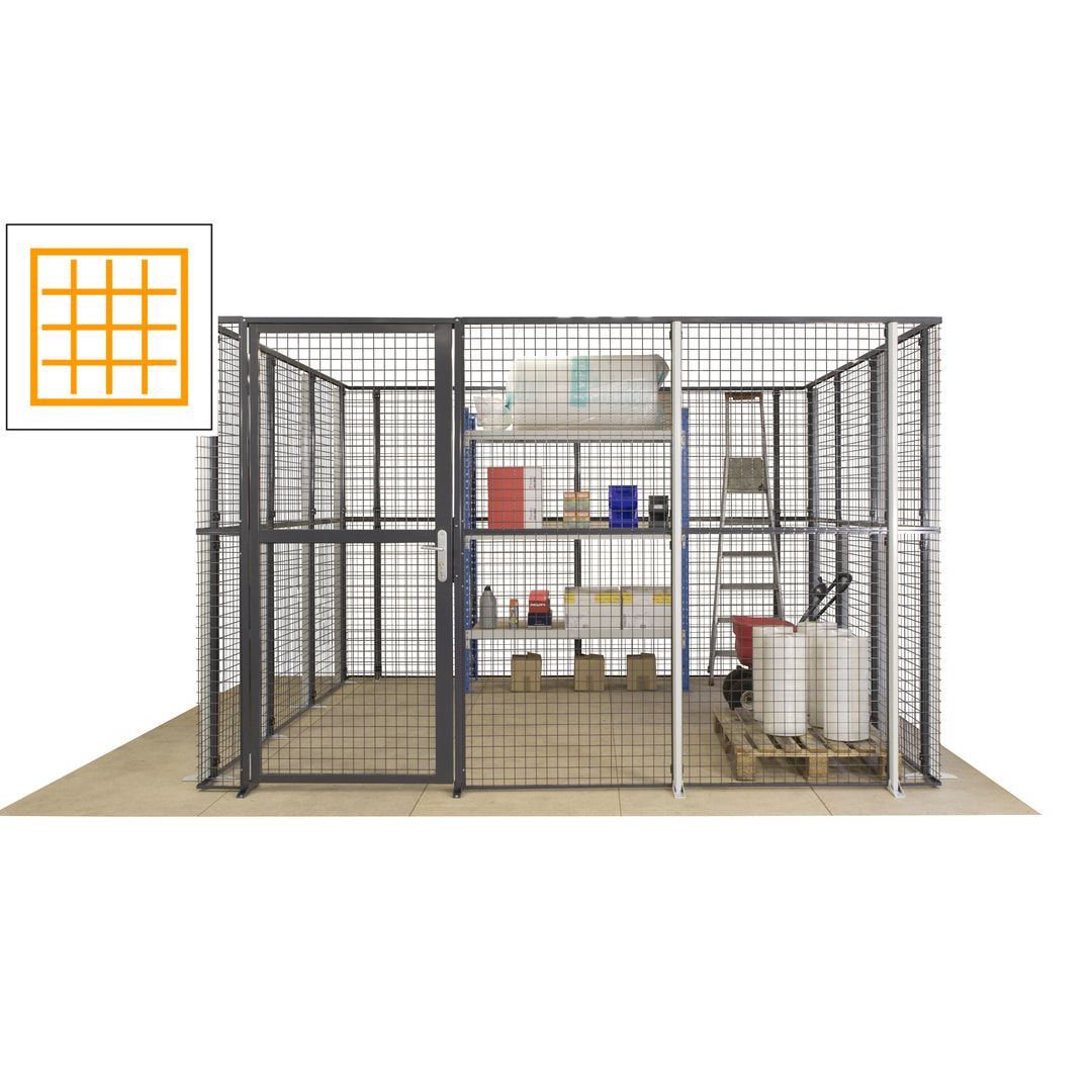 Maschinen Schutzgitter - Hallentrennwand - Sicherheitszaun - Tür - 108 m - 2.200 x 33.400 x 21.400 mm (HxBxT) - enzianblau