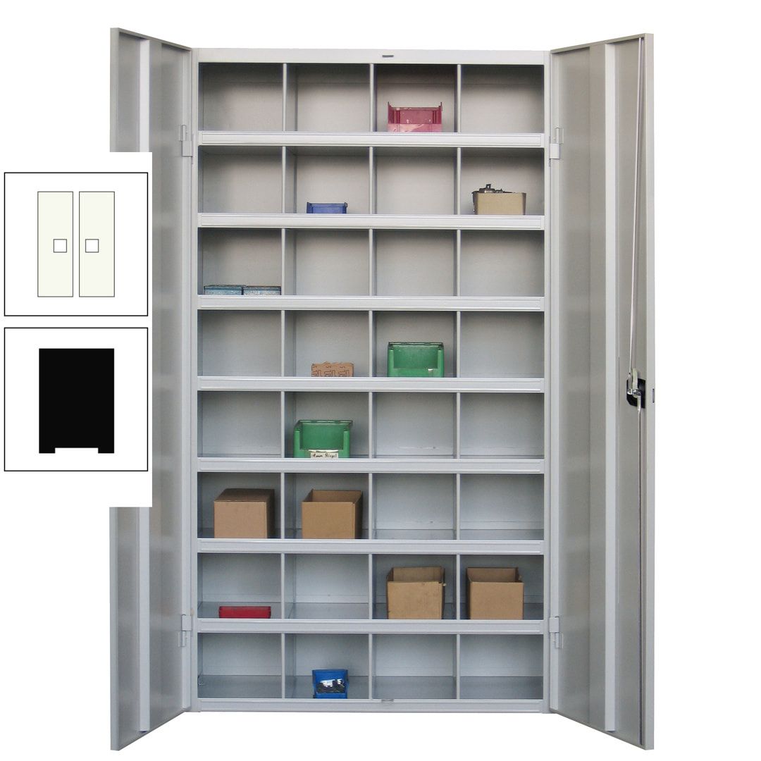 Fächerschrank - Sortierstation - Büroschrank - 32 Fächer - 1.800 x 1.000 x 530 mm (HxBxT) - Materialschrank - anthrazitgrau