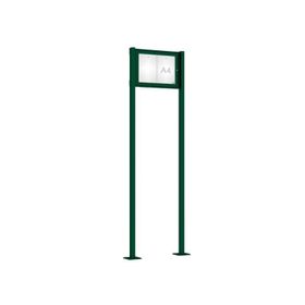 Pfosten-Set (2 Endpfosten) für Schaukasten mit Einflügeltür - Höhe 2.200 mm - auf Bodenplatten - Farbe moosgrün