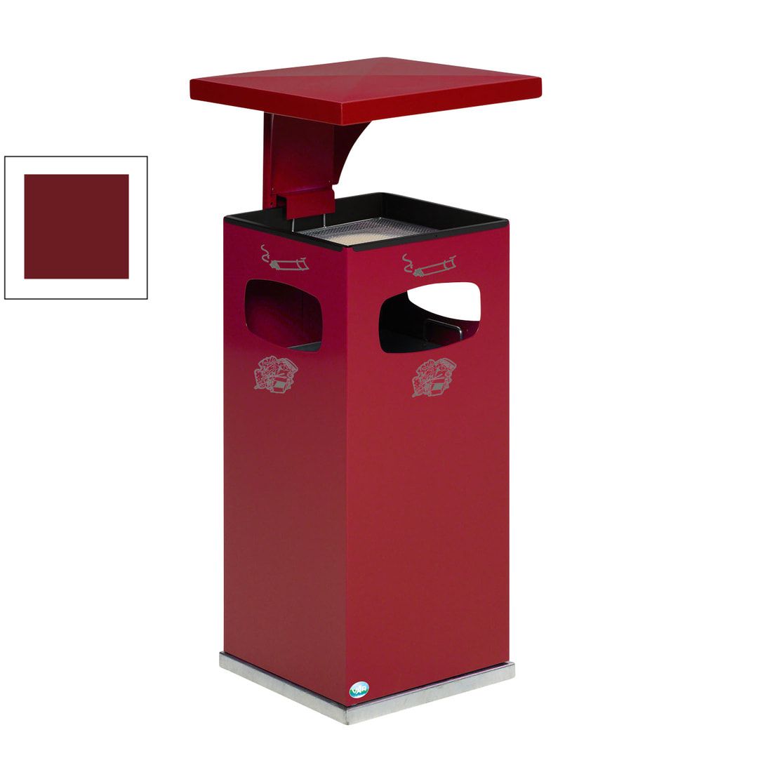 Abfallbehälter-Aschenbecher für Außen (HxBxT)910x395x395 mm - Farbe enzianblau