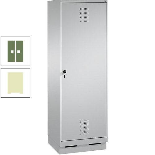 Doppel-Spind, Garderobenschrank, 1 Tür für 2 Abteile a 300 mm, Korpus anthrazitgrau, Türen anthrazitgrau, 1.800 x 600 x 500 mm (HxBxT)