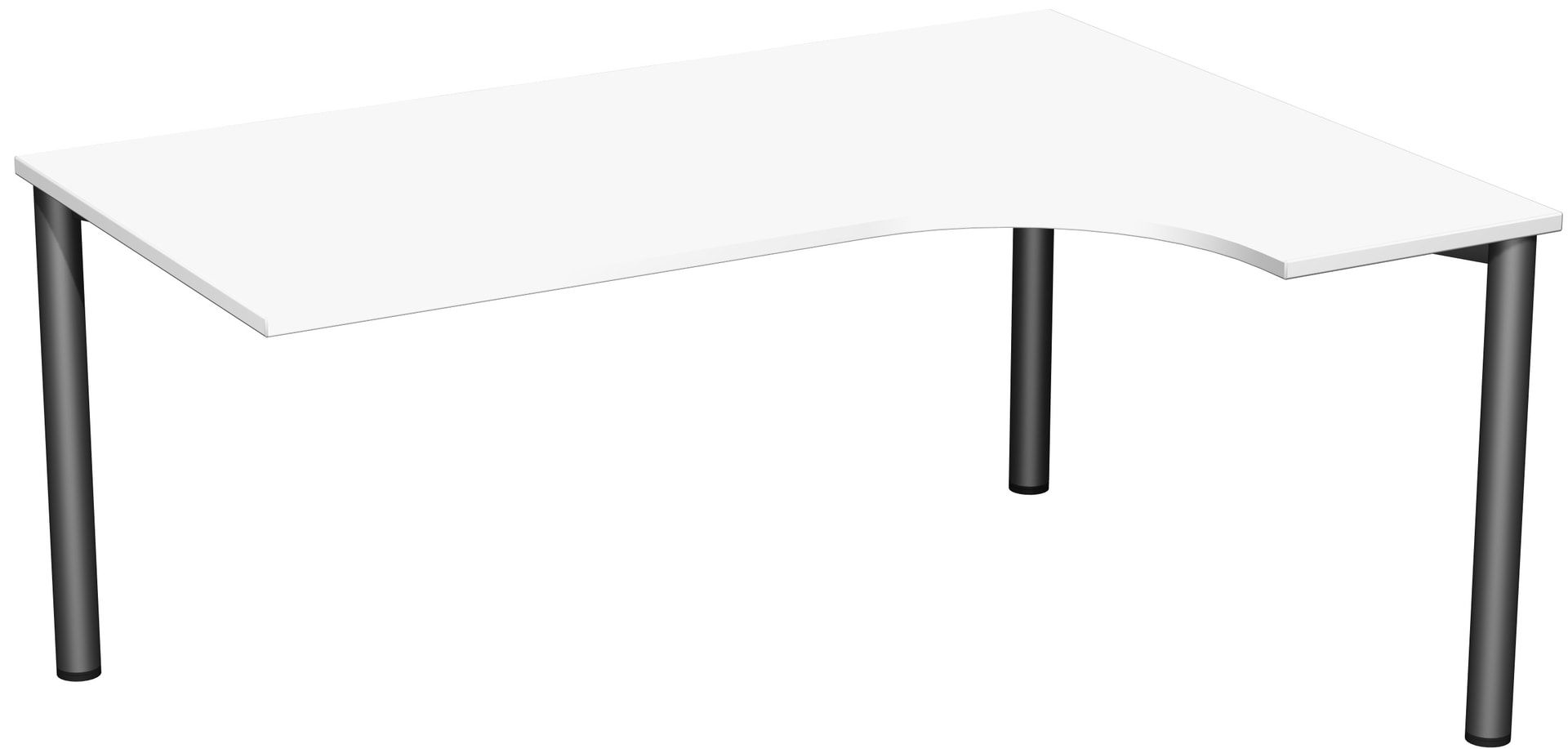 Eckschreibtisch - Ecke rechts - 4-Fuß Flex - 720 x 1.600 x 1.200 mm (HxBxT) - Gestell anthrazit - Ahorn