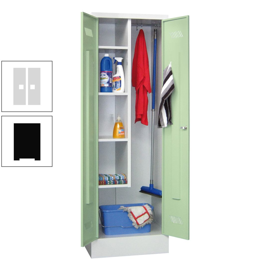 Putzschrank mit Sockel - 1 Abteil mit Trennwand - 1.850x600x500 mm (HxBxT) - Drehriegel - anthrazitgrau
