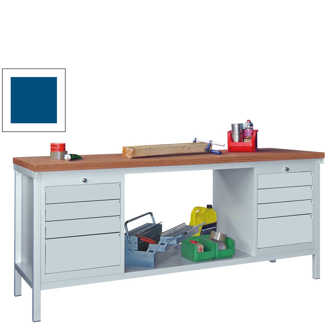 Werkbank - 2 Schubladenblöcke - 900 x 2.000 x 700 mm (HxBxT) - anthrazitgrau