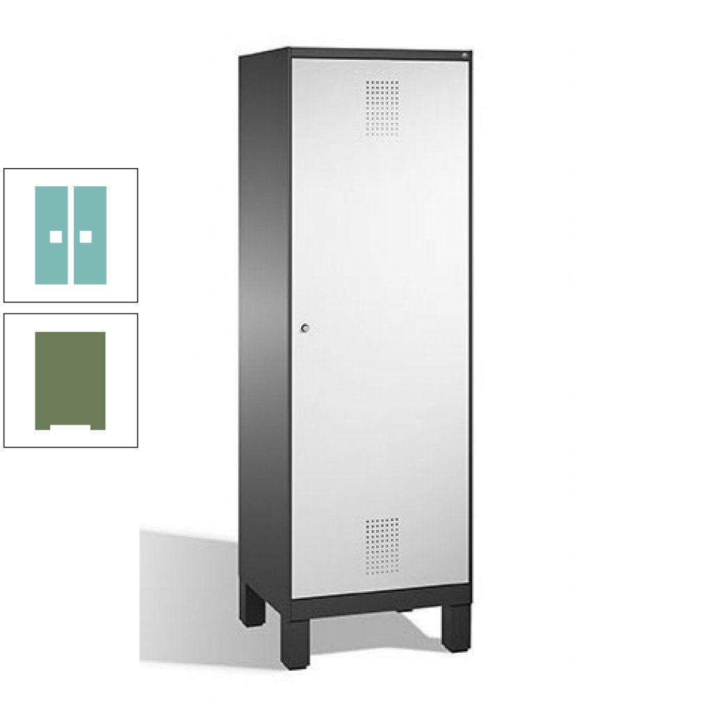 Doppel-Spind, Garderobenschrank, 1 Tür für 2 Abteile a 300 mm, Korpus anthrazitgrau, Türen anthrazitgrau, 1.850 x 600 x 500 mm (HxBxT)