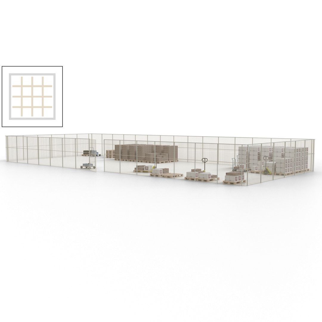 Maschinen Schutzgitter - Hallentrennwand - Sicherheitszaun - Tür - 63 m - 2.200 x 22.900 x 9.400 mm (HxBxT) - enzianblau