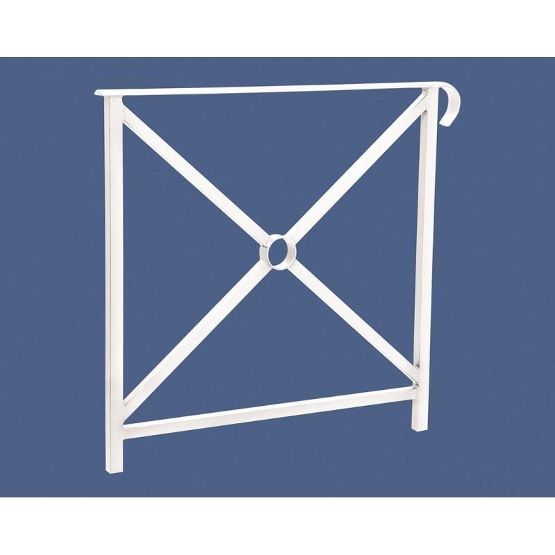 Geländer Kreuz und Kreis - 1.000 x 800 mm - flacher Handlauf - Farbe enzianblau - Außengeländer Systemgeländer
