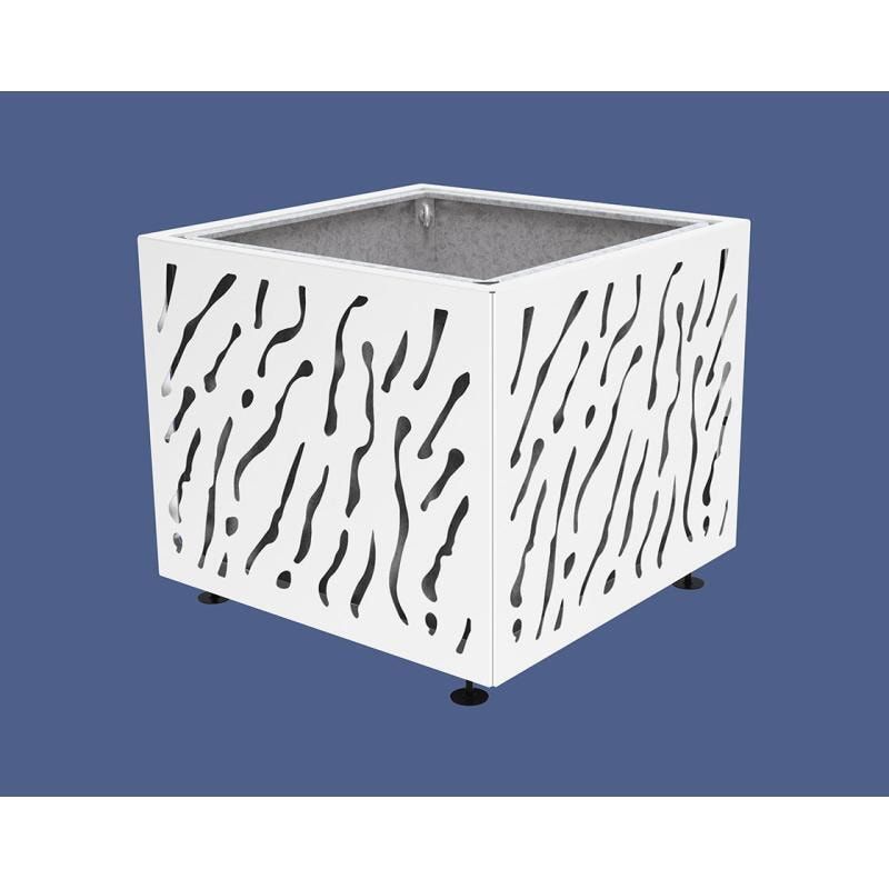 Pflanzbehälter, Stahlblech fvz, einfarbig, innen feuerverzinkt mit Verladungsgriffen, verstellbare Füße, 870 x 990 x 990 mm (HxBxT), enzianblau