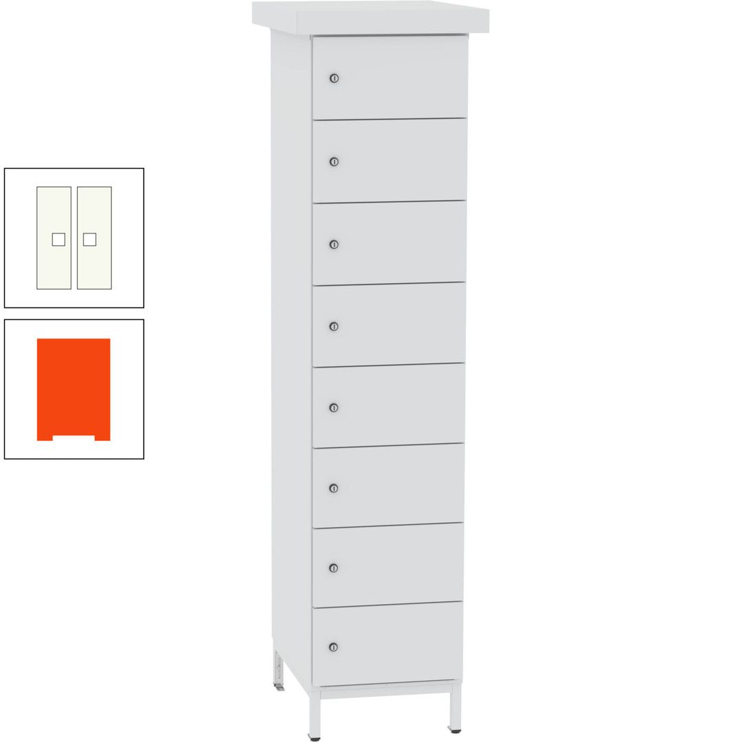 Akkuschrank, Batterieladeschrank, 8 Fächer, Schutzart IP54, Schuko, 1.855 x 400x 570 mm (HxBxT), Korpusfarbe anthrazitgrau, Frontfarbe anthrazitgrau