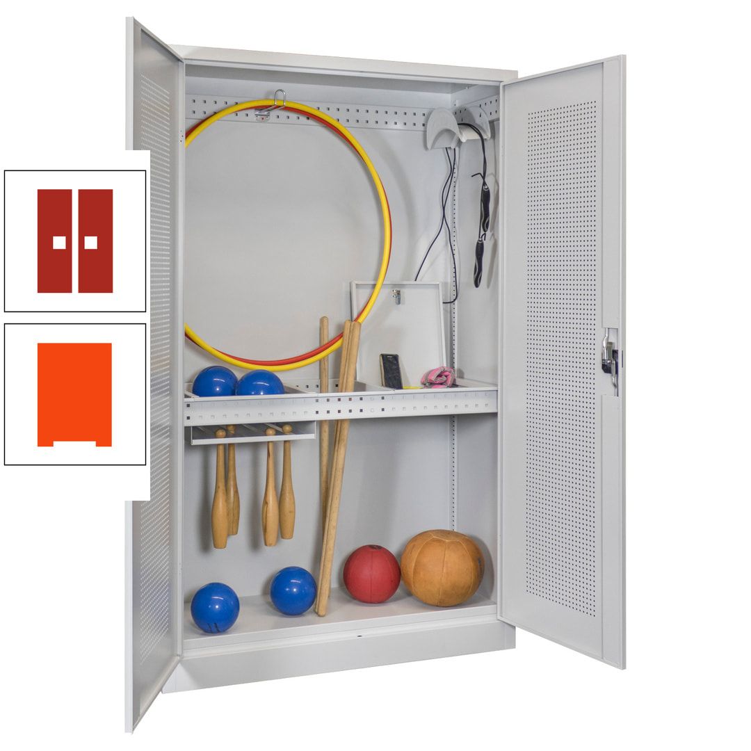 Sportschrank - Lochfeldtüren - Variante 1 - 1.950x1.200x500 mm (HxBxT) - anthrazitgrau