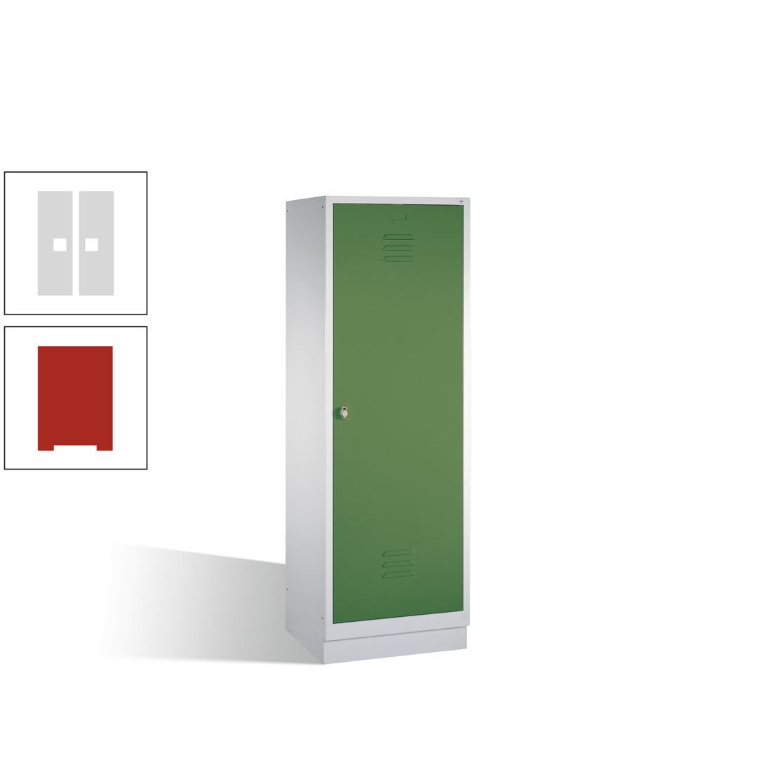Doppel-Spind mit Großtür, Garderobenschrank mit Sockel, 2 Abteile a 300 mm, Korpus anthrazitgrau, Tür anthrazitgrau, 1.800 x 610 x 500 mm (HxBxT)