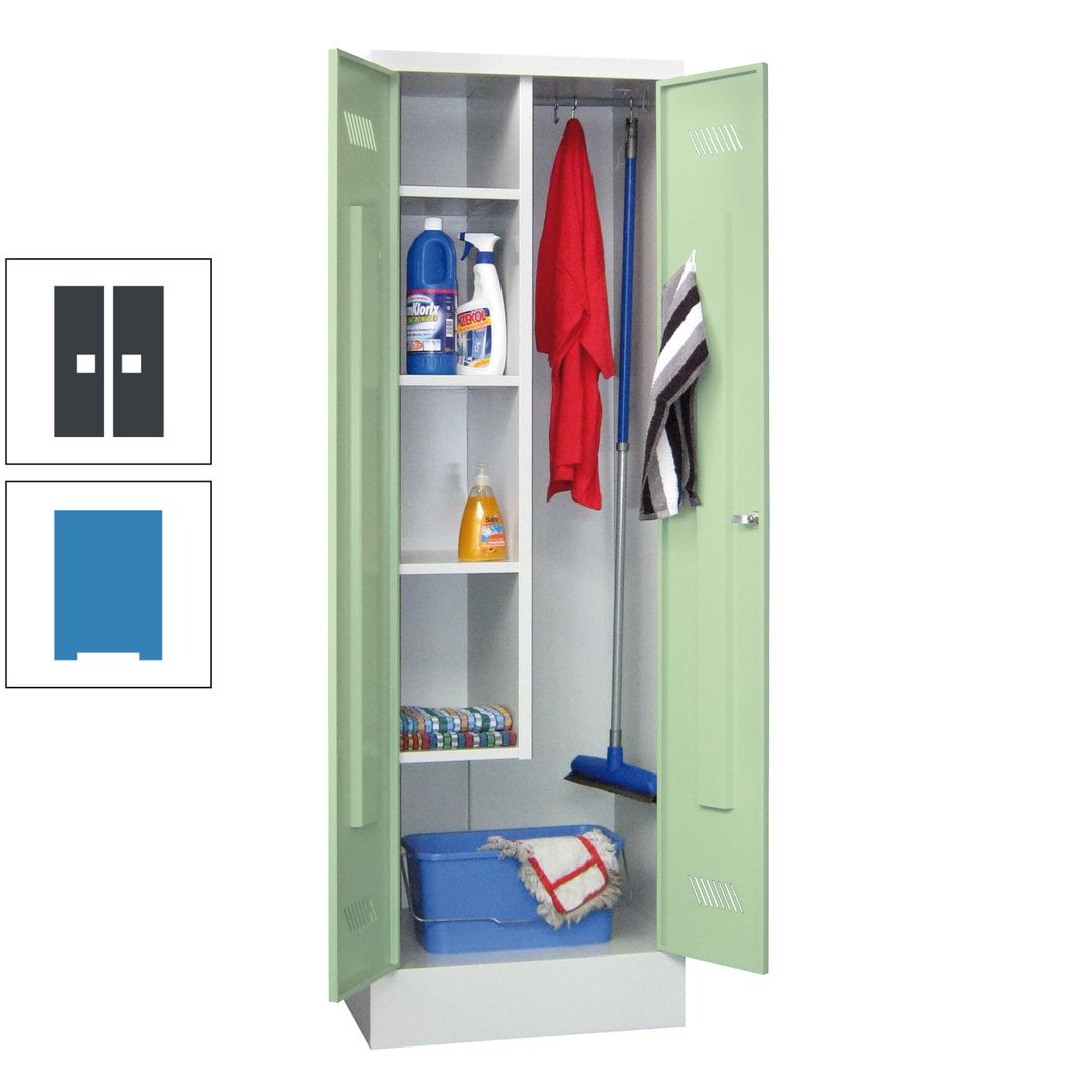 Putzschrank mit Sockel - 1 Abteil mit Trennwand - 1.850x600x500 mm (HxBxT) - Drehriegel - anthrazitgrau
