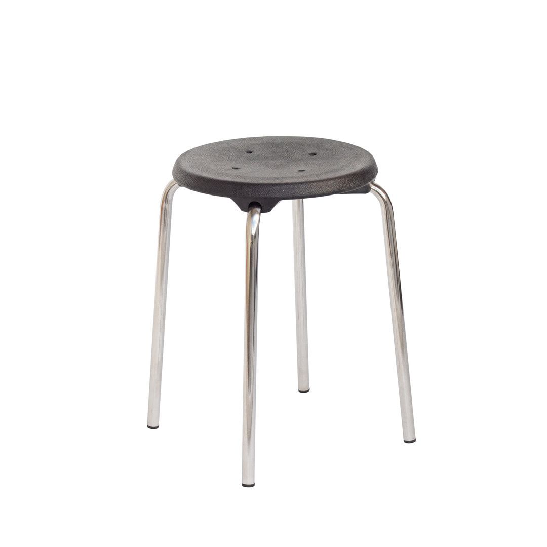 Hocker - Stapelhocker - Sitzhöhe 500 mm - PU schwarz - Edelstahl Gestell