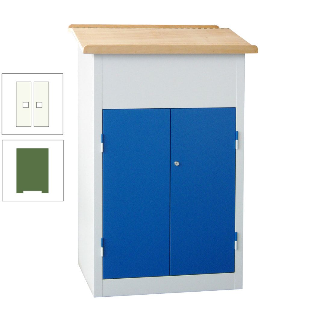 Stehpult mit Schrank - Vollblechtür - Zylinderschloss - 2 Böden - 1.200 x 700 x 600 mm (HxBxT) - anthrazitgrau