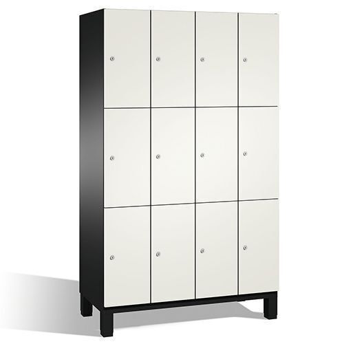 Fächerschrank, Stahlschrank, 12 Fächer, Türöffnungsbegrenzer, mit Füßen, Korpus lichtgrau, Tür anthrazitgrau, 1.980 x 1.200 x 525 mm (HxBxT)