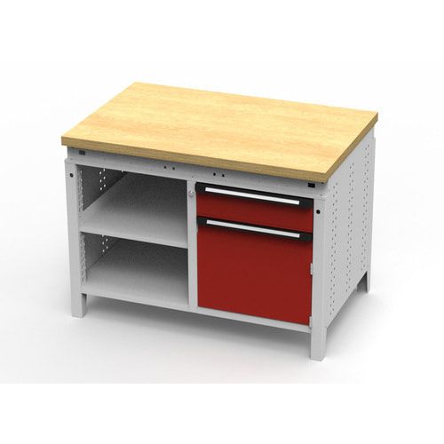 OTTOKIND Werkbank - bündige Arbeitsplatte - 850 x 1.150 x 750 mm (HxBxT) - 1 Schublade - Schrank - 2 Ablageböden - lichtgrau