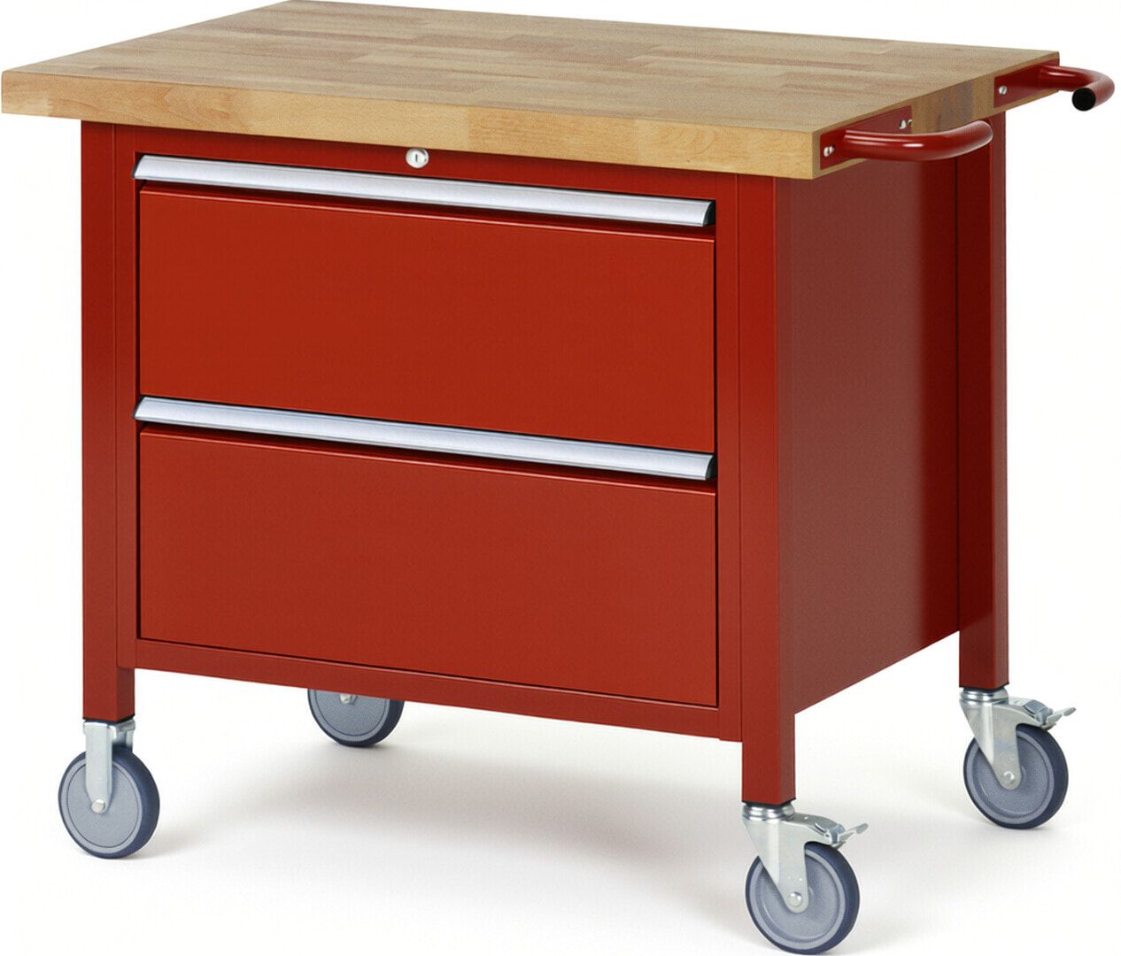 Mobile Werkbank, 2 XL Schubladen - Teilauszug - 270:2 - Höhe 880-1.080 mm - 1.000 x 700 mm - 450 kg - Buche - Anthrazitgrau