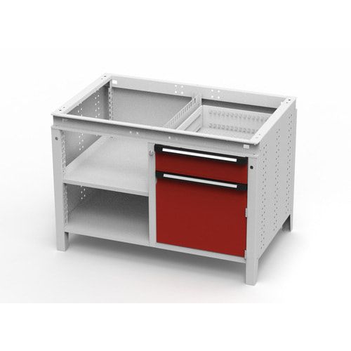 OTTOKIND Werkbank - bündige Arbeitsplatte - 850 x 1.150 x 750 mm (HxBxT) - 1 Schublade - Schrank - 2 Ablageböden - lichtgrau