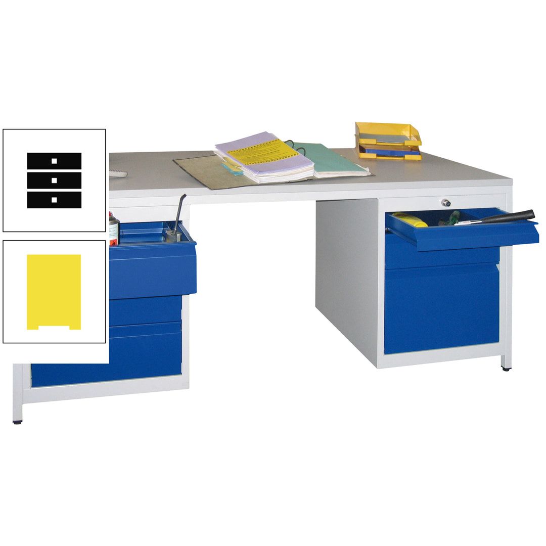 Meisterschreibtisch - 6 Schubladen, 75 / 125 / 150 / 175 / 300 mm - 720 x 1.700 x 800 mm (HxBxT) - anthrazitgrau