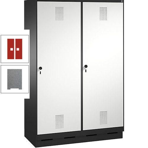Doppel-Spind, Garderobenschrank, 2 Türen für 4 Abteile a 300 mm, Korpus anthrazitgrau, Türen anthrazitgrau, 1.800 x 1.200 x 500 mm (HxBxT)