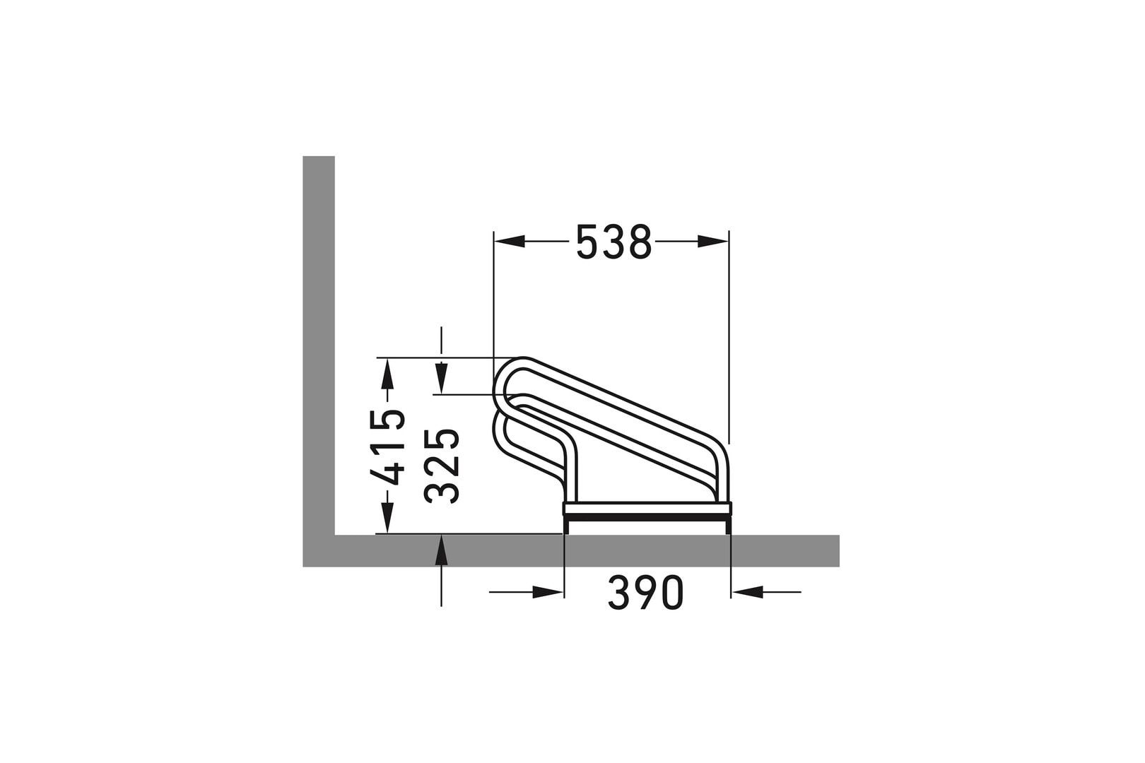 Fahrrad-Bügelparker, Rundrohr, Silber, Stahl, 4 Stellplätze, für extra breite Fahrräder, höhenversetzt, Reihenverbindung, 415 x 1.560 x 538 mm (HxBxT)