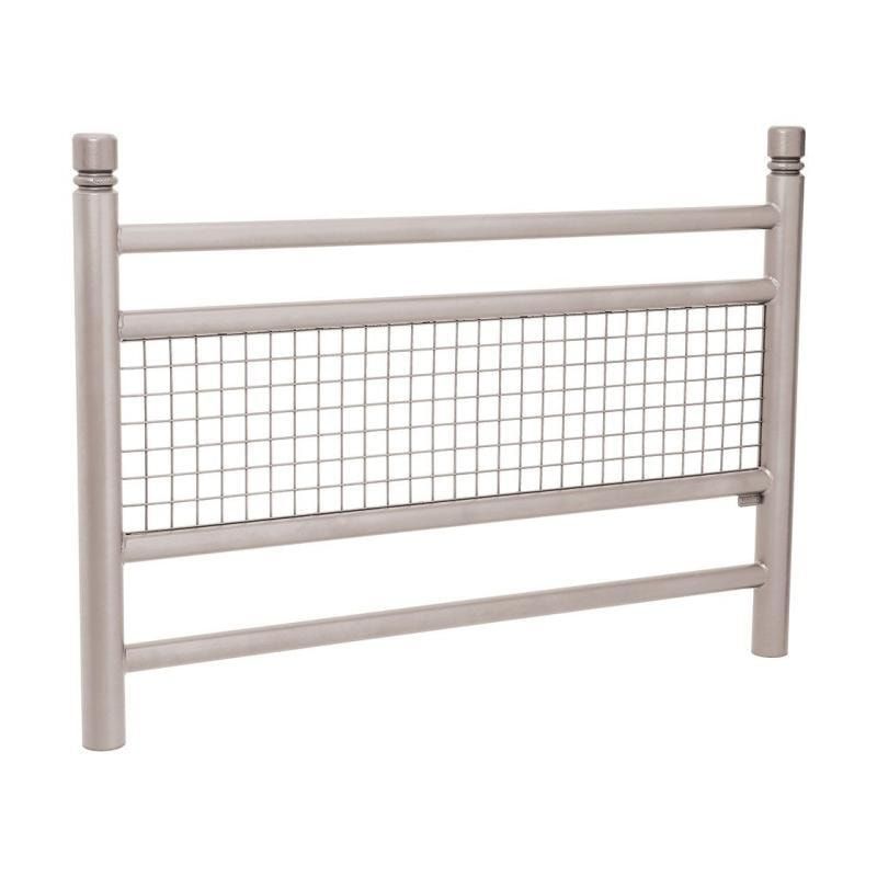 Geländer 2 Stahlrohre und Gitter - 1.000 x 1.572 mm - Pfosten mit Edelstahlkopf - Farbe enzianblau - Außengeländer Systemgeländer