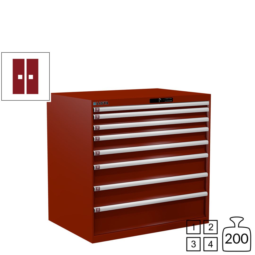 Lista Schubladenschrank - 12.541.010 - 1.000x1.023x725 mm (HxBxT) - 8 Schubladen - 200 kg - Key Lock - lichtblau (RAL 5012)