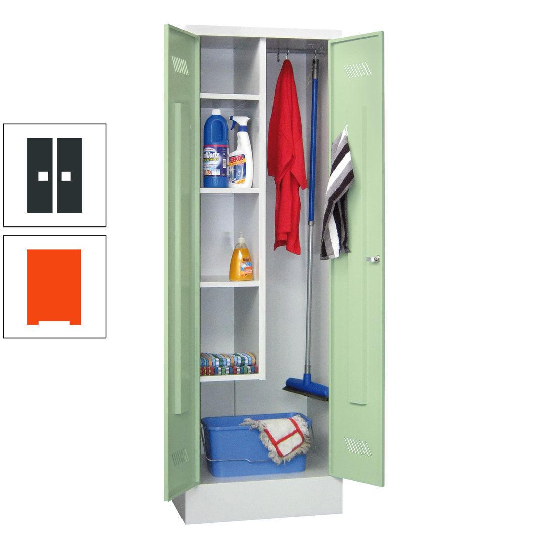 Putzschrank mit Sockel - 1 Abteil mit Trennwand - 1.850x600x500 mm (HxBxT) - Drehriegel - anthrazitgrau