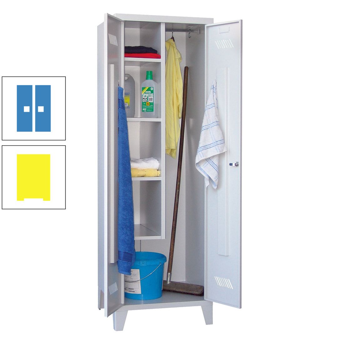 Putzschrank mit Füßen - 1 Abteil mit Trennwand - 1.850x600x500 mm (HxBxT) - Drehriegel - anthrazitgrau