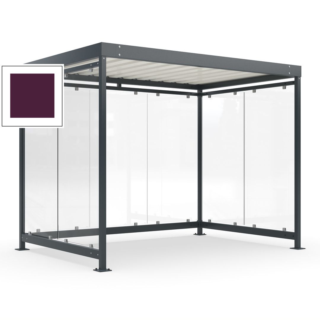 Raucherunterstand, Bausatz, Fahrgastunterstand, Bushaltestelle, 2.510 x 3.180 x 2.165 mm (HxBxT), 7 Wände, Achatgrau