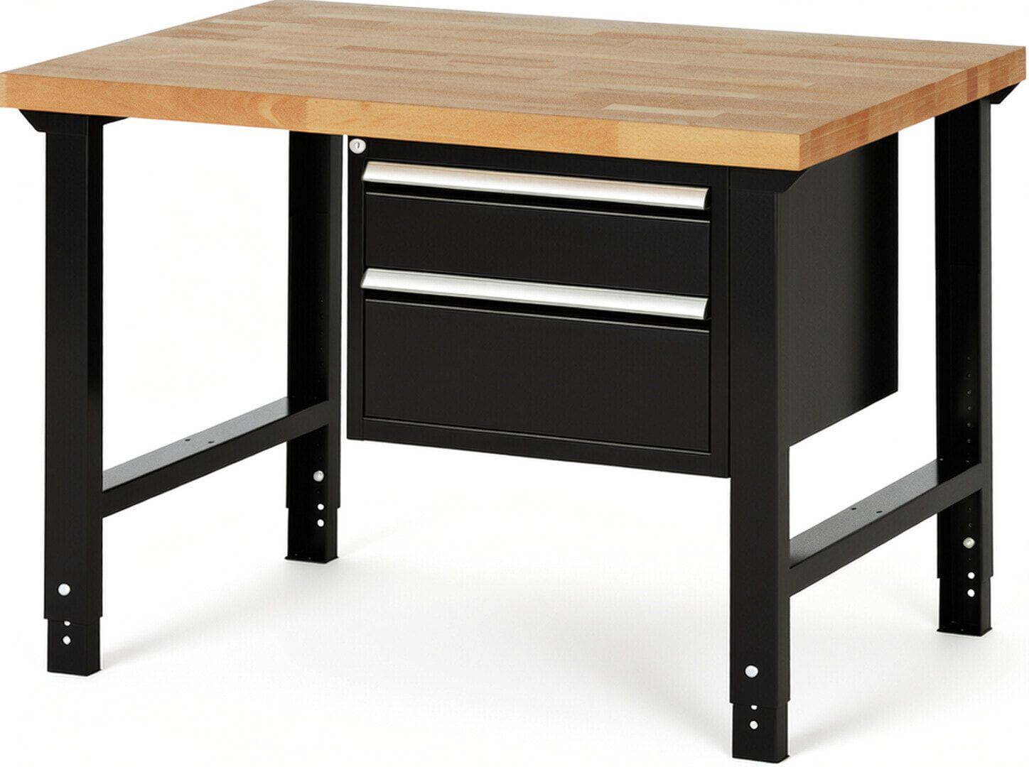 Werkbank - 2 Schubladen - Teilauszug - 150:1 / 210:1 - Höhe 790-1.140 mm - 1.250 x 900 mm (BxT) - 750 kg - Buche - Anthrazitgrau