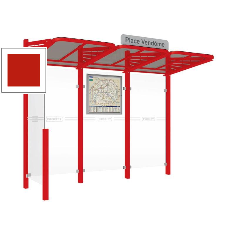Buswartehalle - Unterstand - modular - Fahrplankasten - Haltestellenschild - Seitenwand links- 2.200 x 3.000 x 1.500 mm (HxBxT) - enzianblau